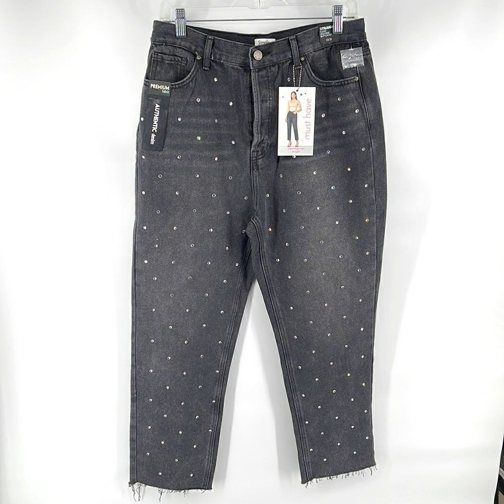 Simple Society distressed super high rise button fly raw hem jeans NEW NWT 9 29